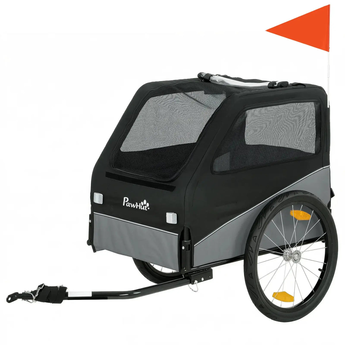 PawHut Dog Bike Trailer, Dog Cart Bicycle Carrier for Small and Medium Pets with 20" Inflatable Rubber Wheels, Grey - from PawHut