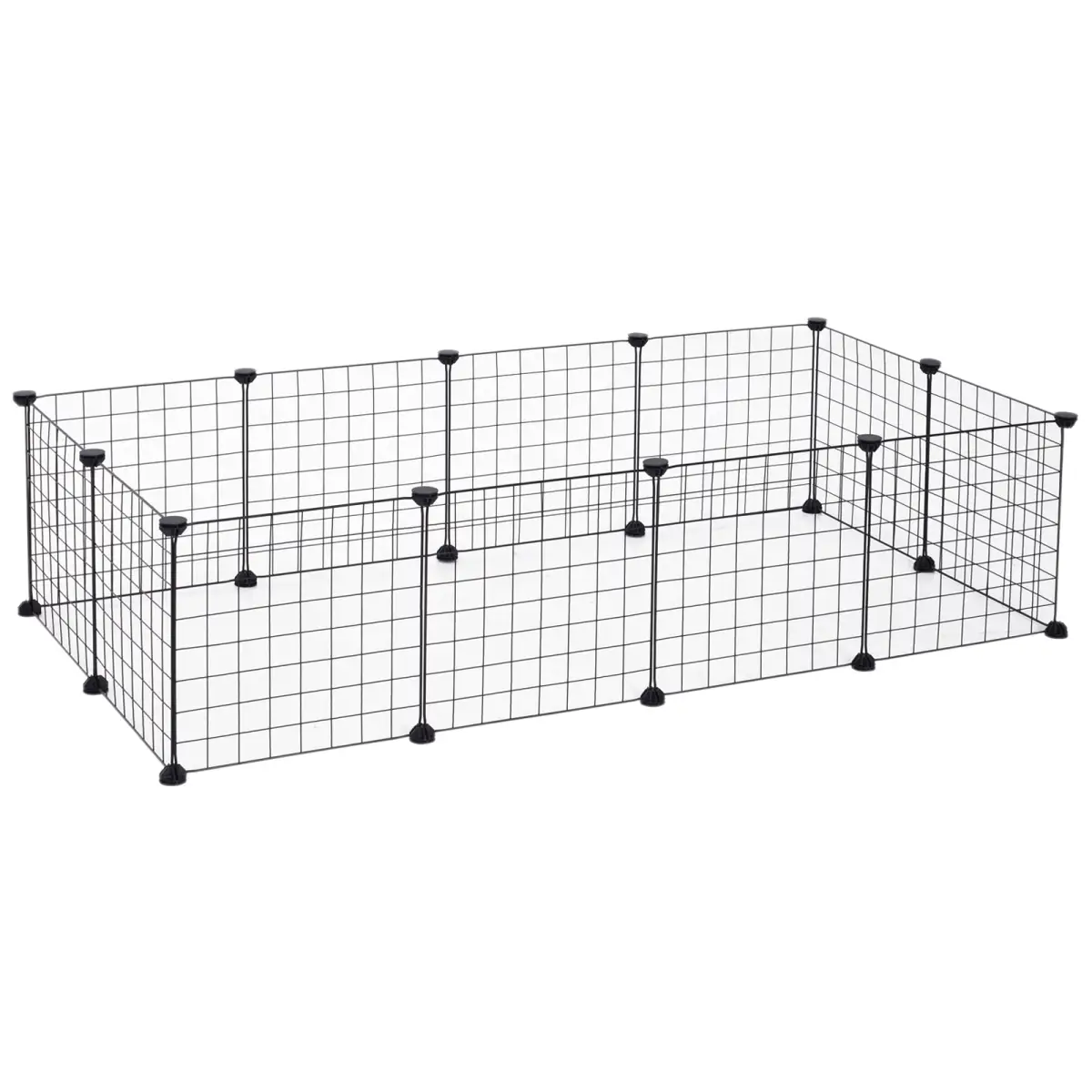 Pawhut DIY Pet Playpen Metal Wire Fence 12-Panel Guinea Pig Small Animals Cage Black - Pet Playpen