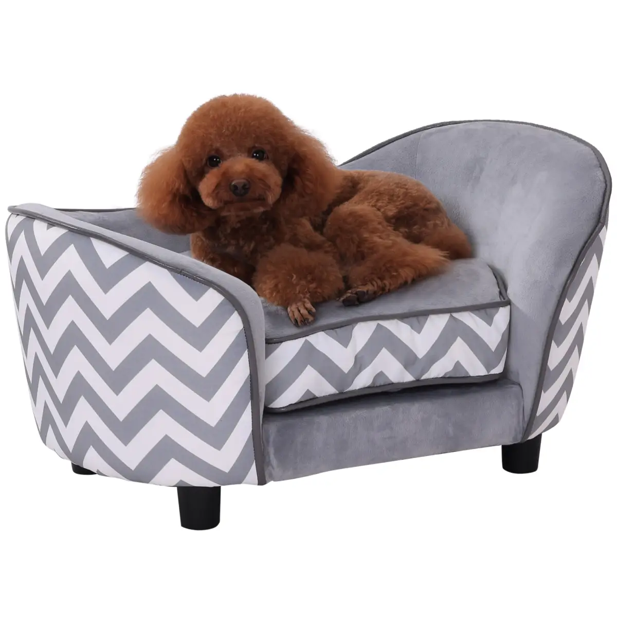 PawHut PawHut Dog Sofa Pet Couch for XS Dogs with Removable Sponge Padded Cushion Grey - Dog Beds