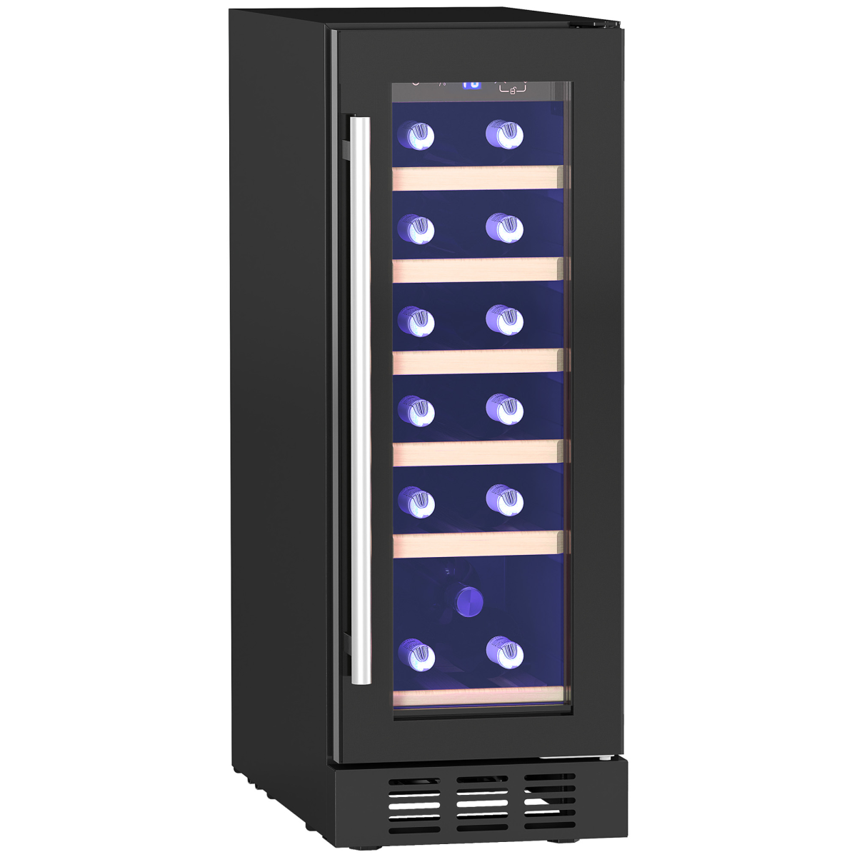 HOMCOM Freestanding / Built-in Wine Cooler Fridge, 19 Bottle, Black - from HOMCOM