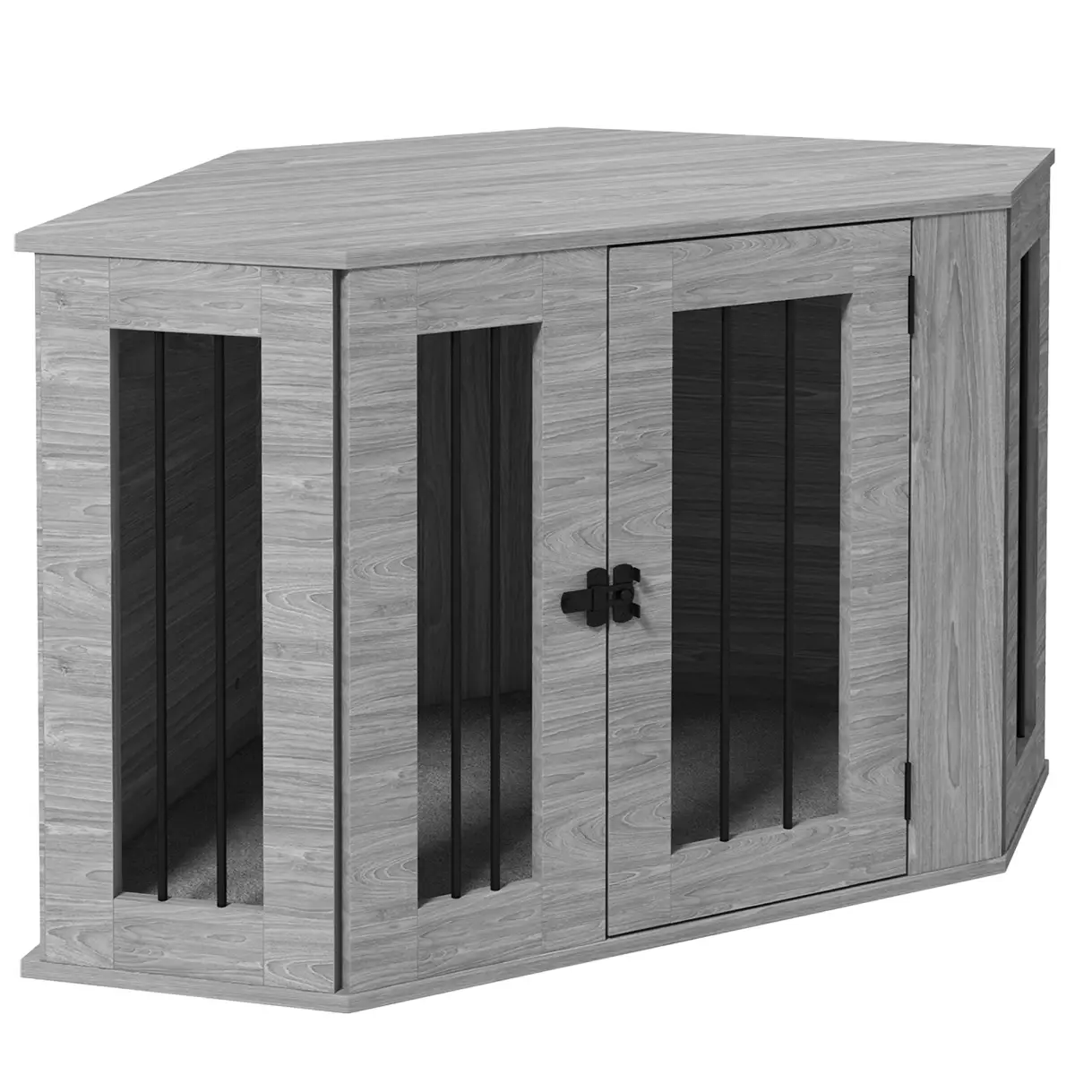 PawHut PawHut Dog Crate Furniture for Medium Dogs w/ Cushion, Large Door - Grey - Dog Crate