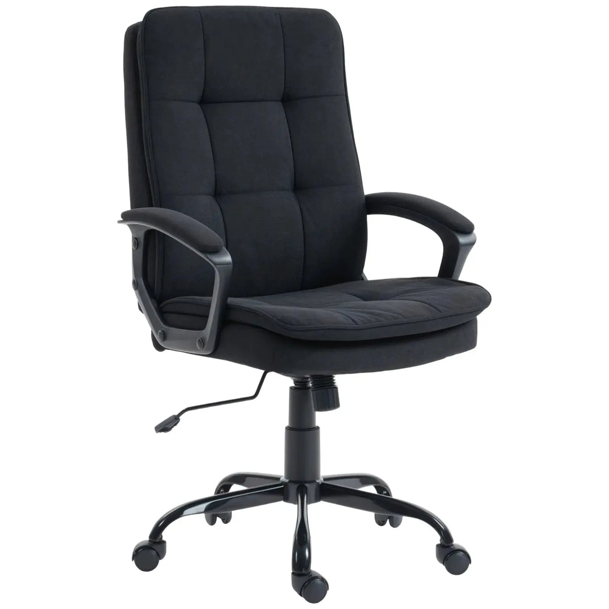 HOMCOM Linen-Look Double-Padded Office Chair - Black - from HOMCOM