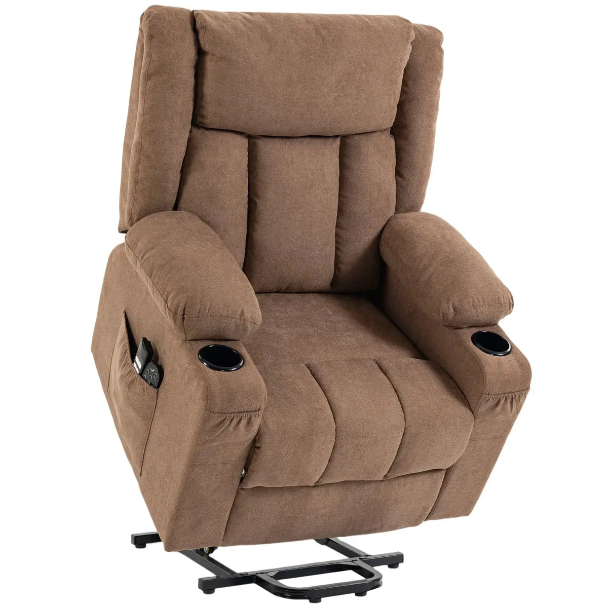 HOMCOM Dual Motor Recliner Chair, 55° Electric Lift Chair for Elderly, Recliner Armchair with Massage and Heat, Brown - from HOMCOM