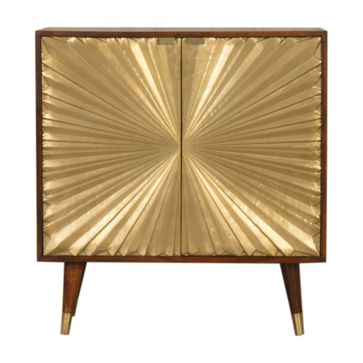 Artisan Cabinet H80cm Mango Wood Brass Doors Sunburst Pattern For Living Room Storage by Artisan Furniture