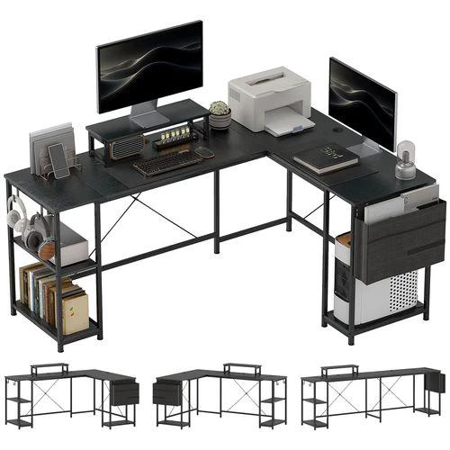 HOMCOM HOMCOM 168cm Reversible L Shaped Desk, 240cm Two Person Desk - Desk