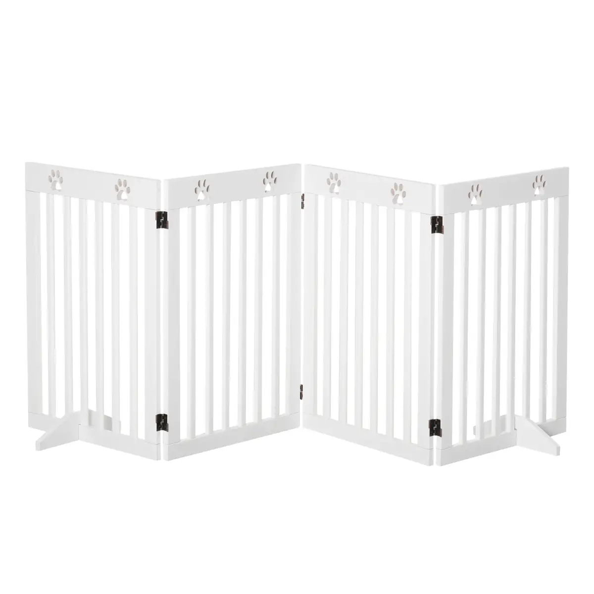 Pawhut Pet Gate Foldable Freestanding Dog Safety Barrier w/ Support Feet White - Pet Gate