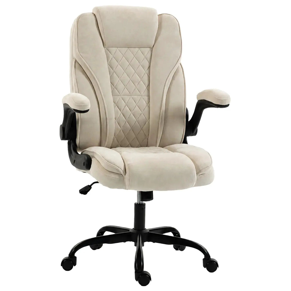 HOMCOM Office Chair, Ergonomic Desk Chair with Flip-up Armrest, Pocket Springs, Swivel Wheels, Adjustable Height, Beige - from HOMCOM