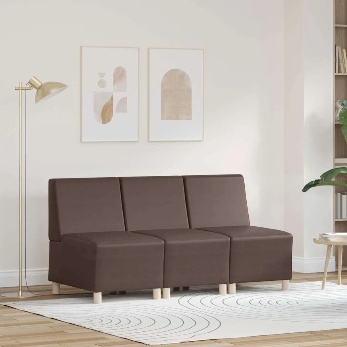 vidaXL Armless Modular Sofa Unit 55x74x82 cm Brown Finish by vidaXL