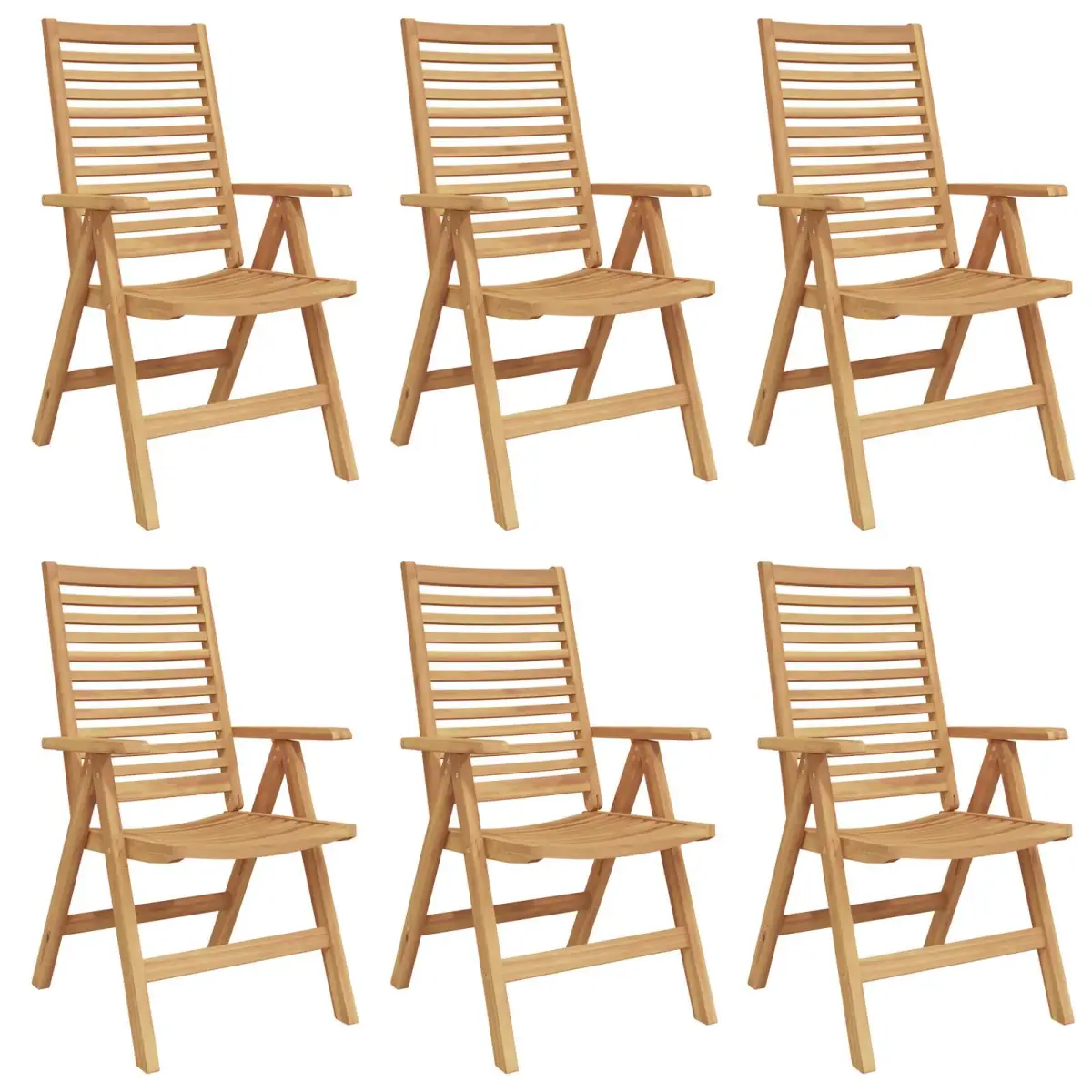 vidaXL vidaXL Chair Folding 6 pcs Brown 64.5 x 52 x 108 cm Solid Teak Wood -