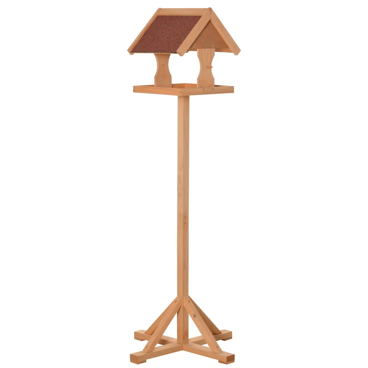 Pawhut Wooden Bird Feeder Freestanding Cross-shaped Support Feet Weather Resistant - Bird Feeder