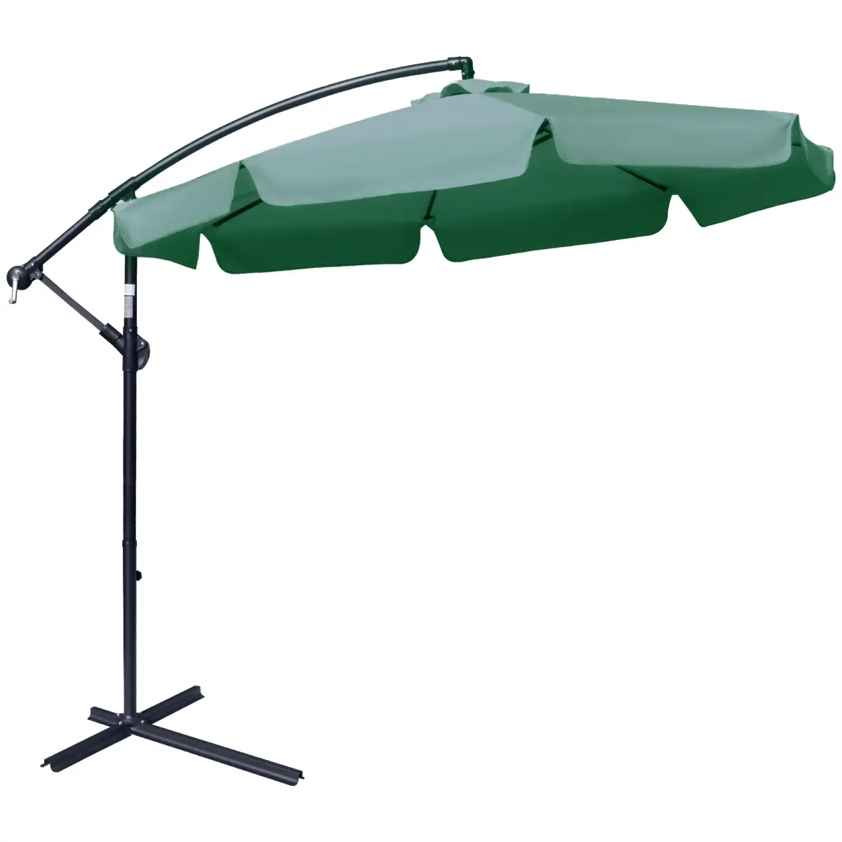Outsunny 2.7m Garden Banana Parasol Cantilever Umbrella with Crank Green - Parasol