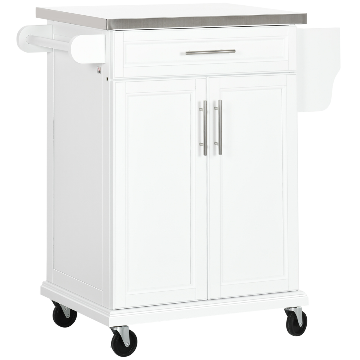 Rolling Kitchen Cart Storage Trolley with Drawer Towel Rail Steel White - from HOMCOM