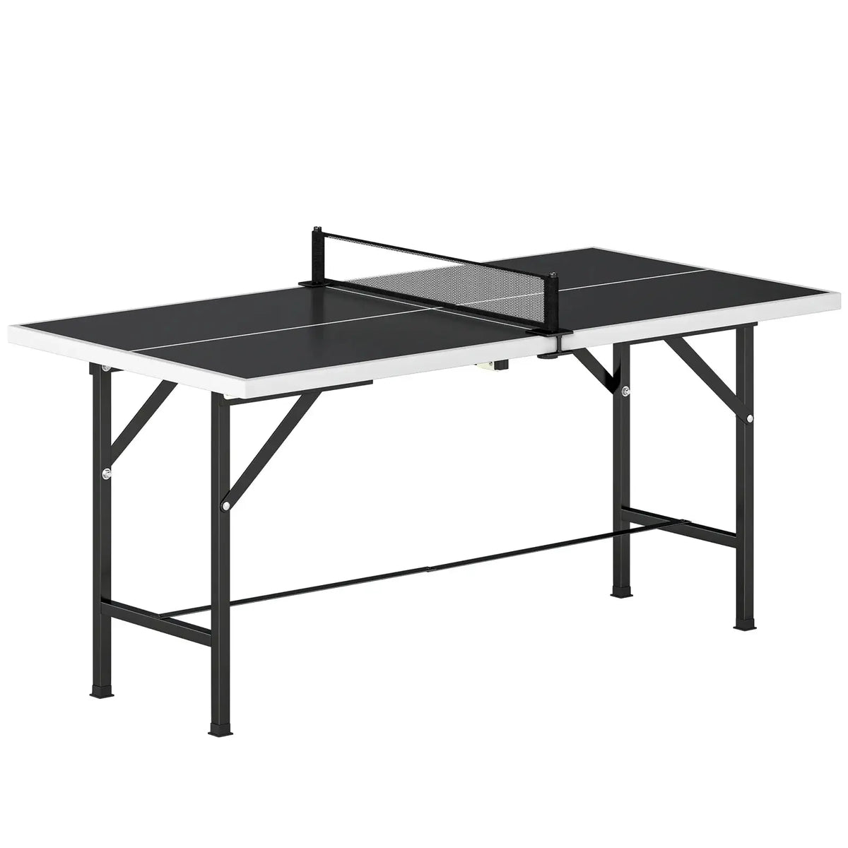 SPORTNOW 5ft Mid-Size Table Tennis Table, Ping Pong Table with Net, 2 Table Tennis Paddles and 3 Balls for Indoor Game, Black - from SPORTNOW