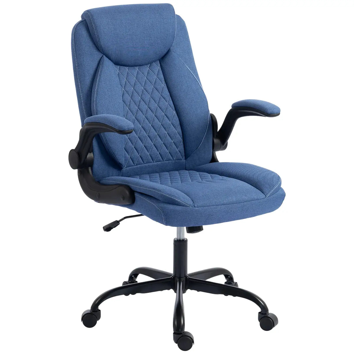 HOMCOM Linen-Look Computer Desk Chair, Executive Office Chair with Flip-Up Armrests and Thick Cushion, Blue - from HOMCOM