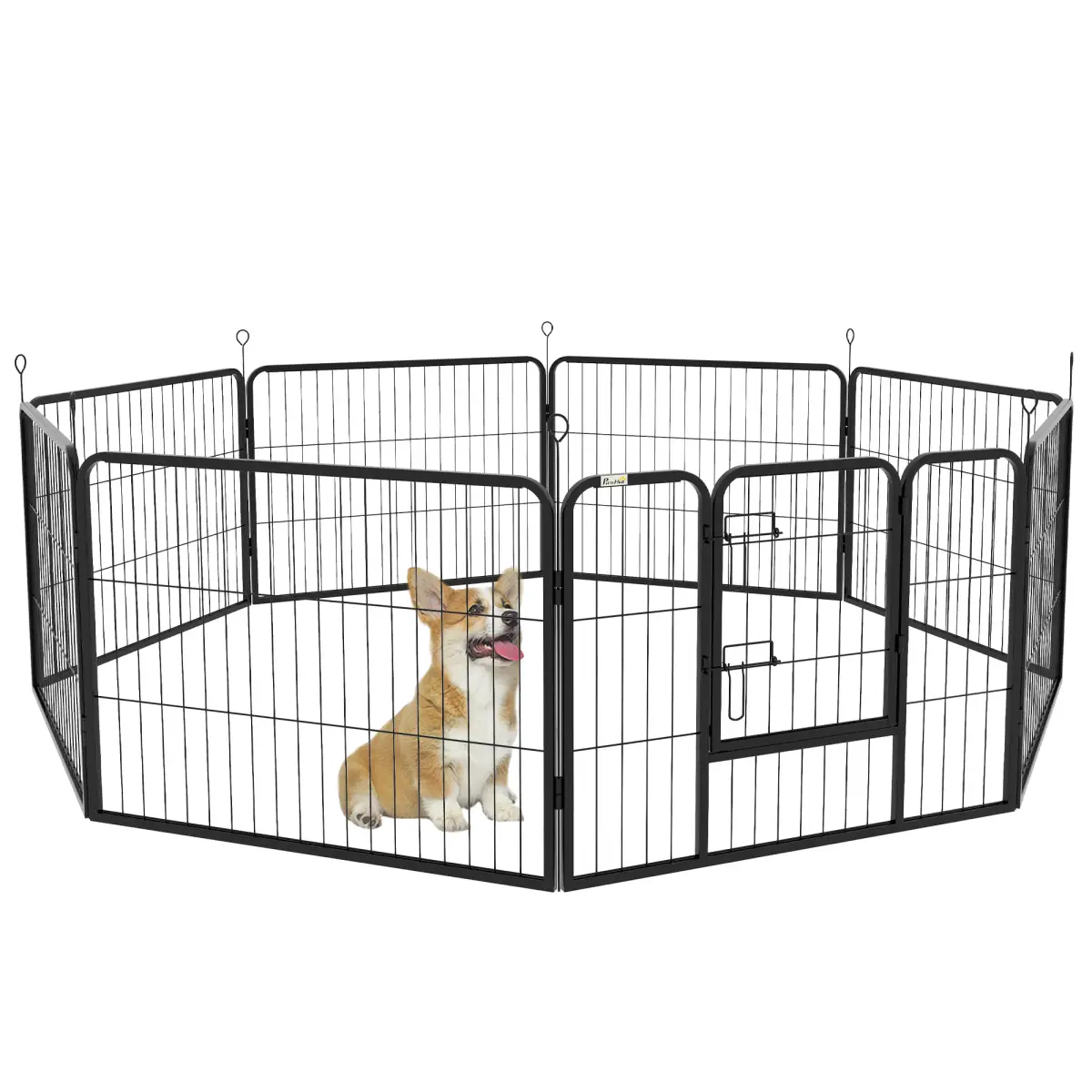 PawHut Pawhut Pet Pen Guinea Dog Pig Puppy Playpen Play House Steel Hutch Metel Black - Pet Playpen