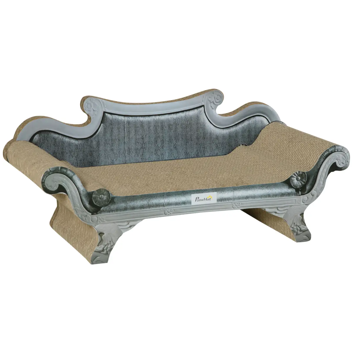 PawHut Cardboard Scratcher Lounger Bed, Cat Scratching Board with Catnip, 60x29x26.5cm - Cat Beds