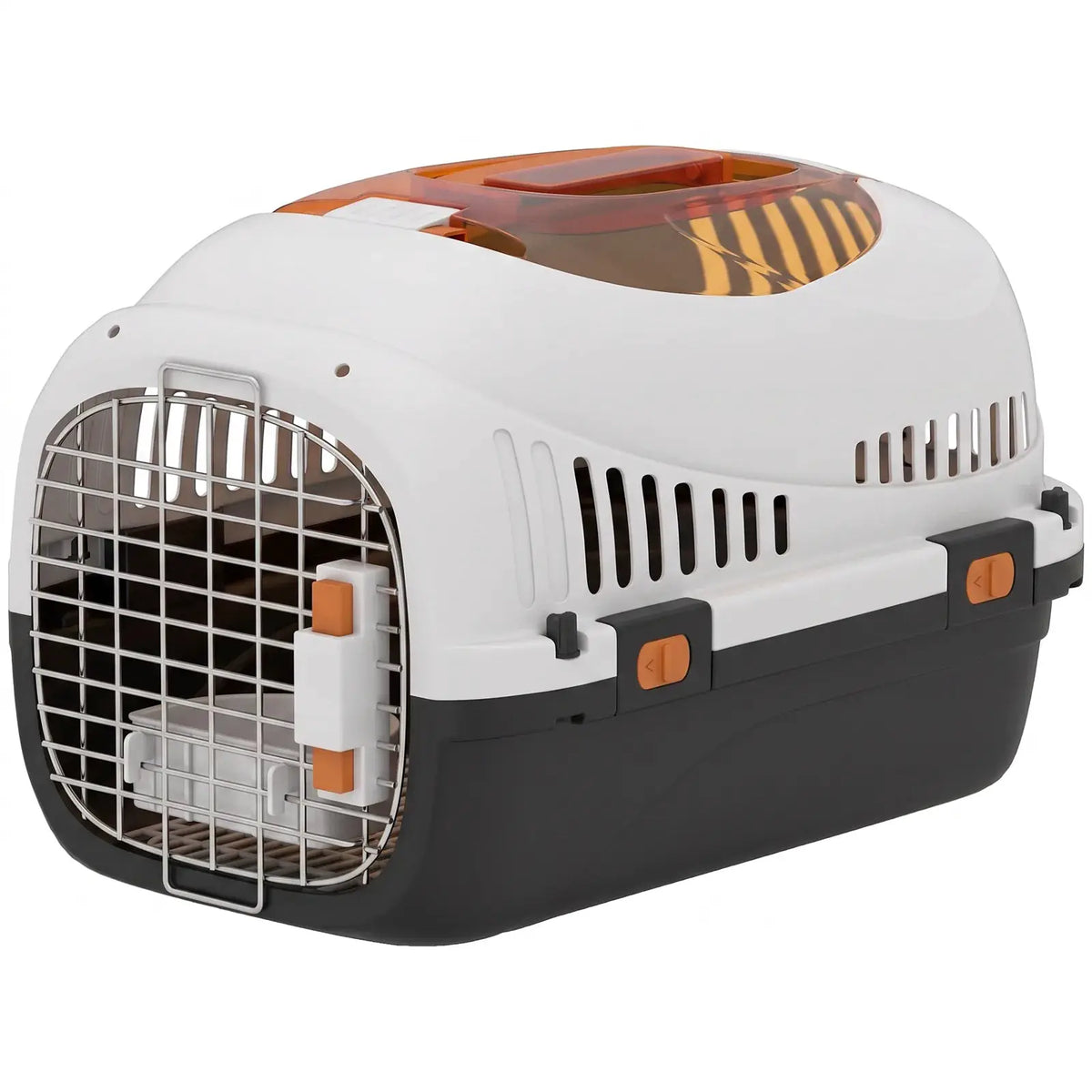 PawHut Plastic Pet Carrier Hard Shell Dog Cat Carrier Max 4 KG Steel Door Feed Bowl Secure Lock 49 x 32 x 31 cm - from PawHut