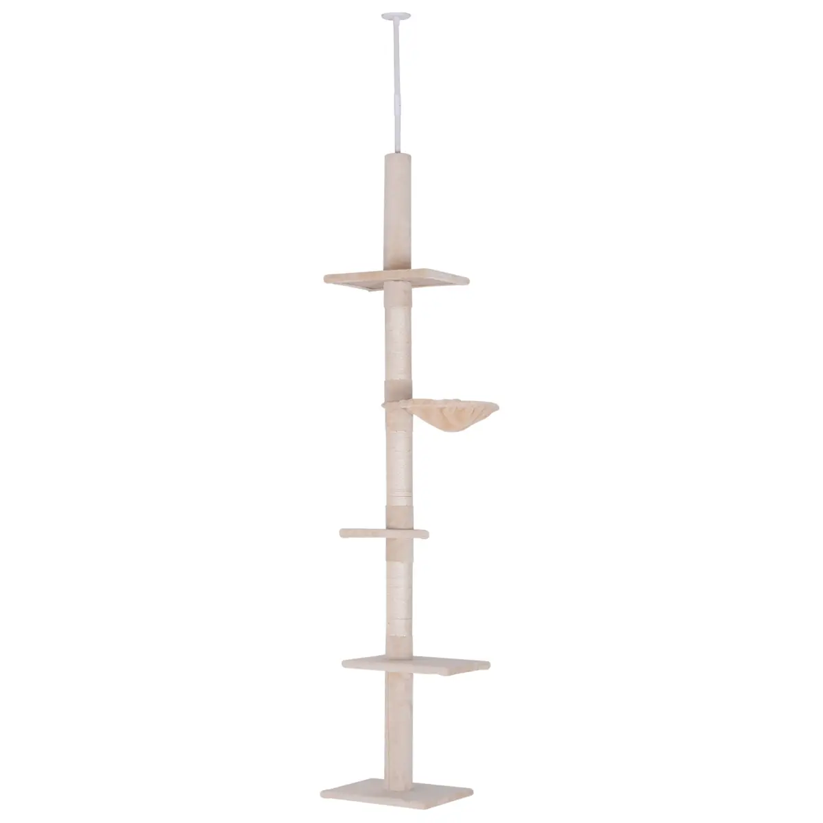 Pawhut Cat Tree Scratching Post Kitty Tower Activity Center 5-Tier Floor to Ceiling - Cat Tree