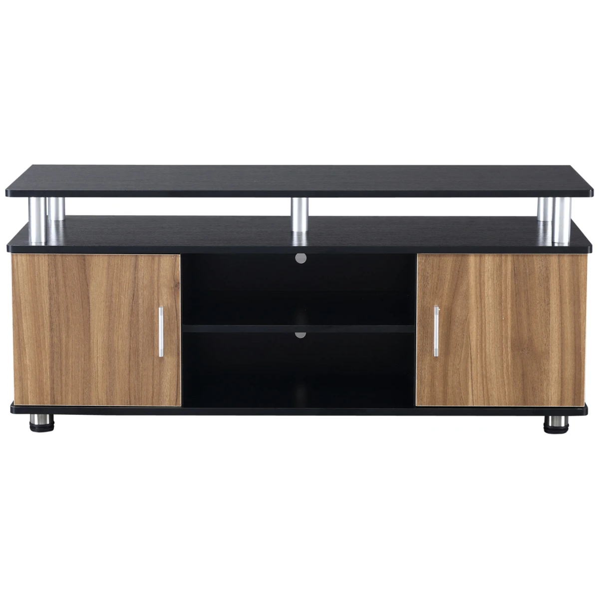 Homcom Premium TV Cabinet Stand Two Cupboards 58 Inch Walnut Home - TV Unit