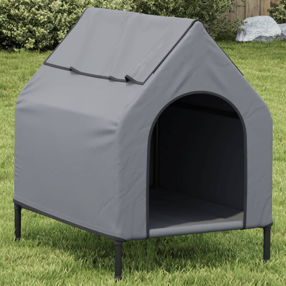 vidaXL Dog House Light Grey Oxford Fabric and Steel - from vidaXL