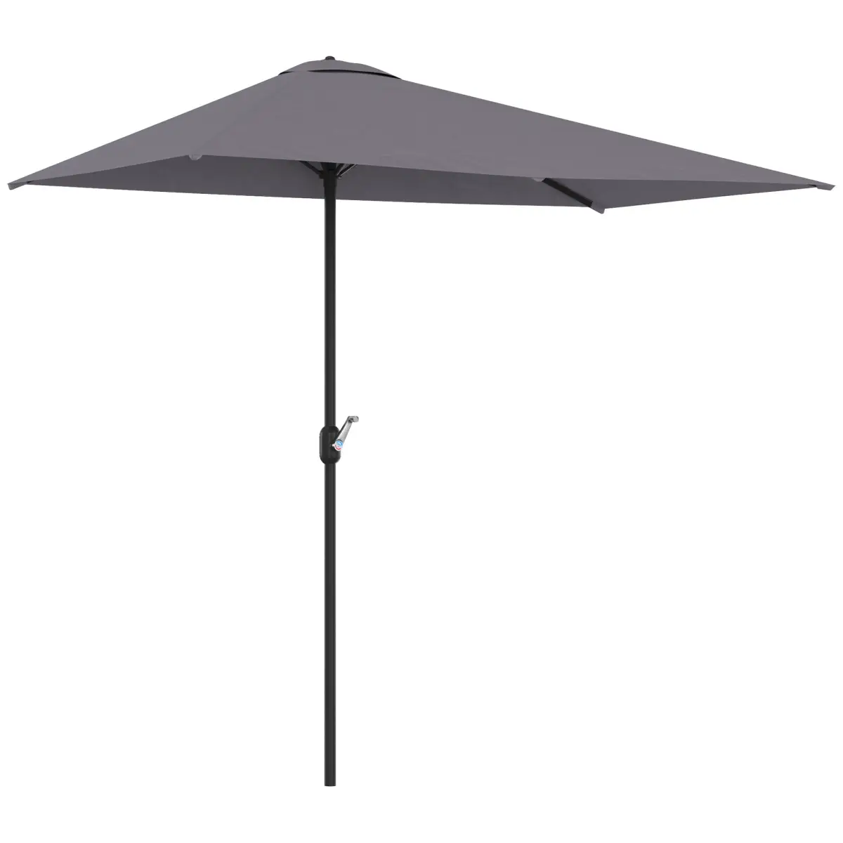 Outsunny Half Parasol Semi Round UmbrellaCrank 2.3m, Grey NO BASE INCLUDED - Parasol