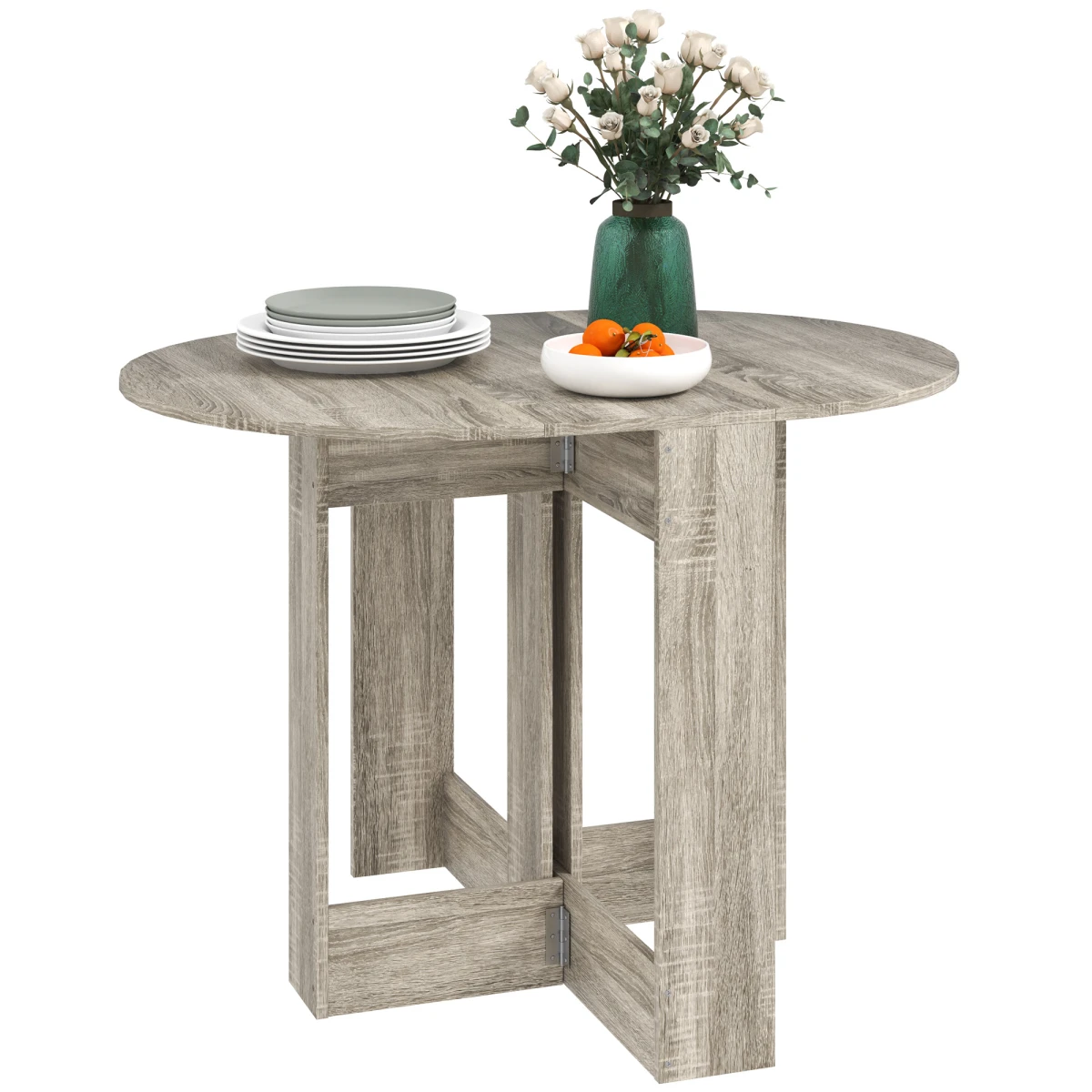 HOMCOM Folding Round Dining Table 90 cm Drop Leaf Kitchen by HOMCOM