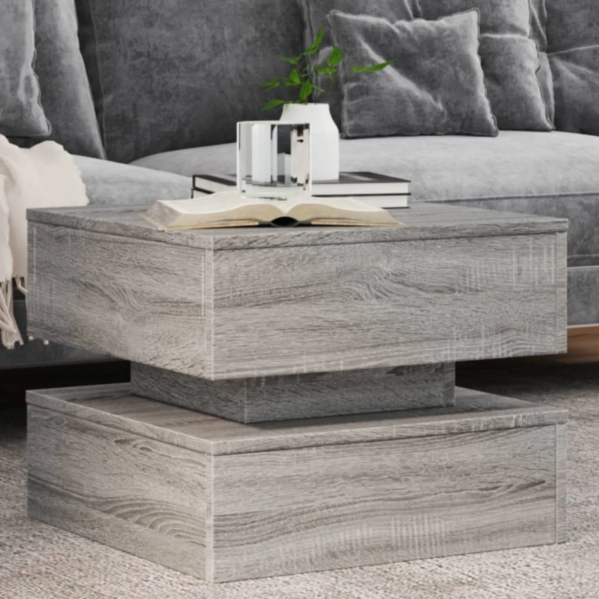 VidaXL Coffee Table 50x50x40 Cm LED Lights Living Room Decor For Modern Homes And Studios by vidaXL