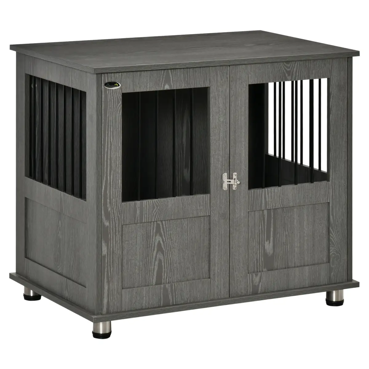 Pawhut Wooden & Wire Dog Cage for Medium Dog, Stylish Pet Kennel w/ Magnetic Doors - Dog Kennel