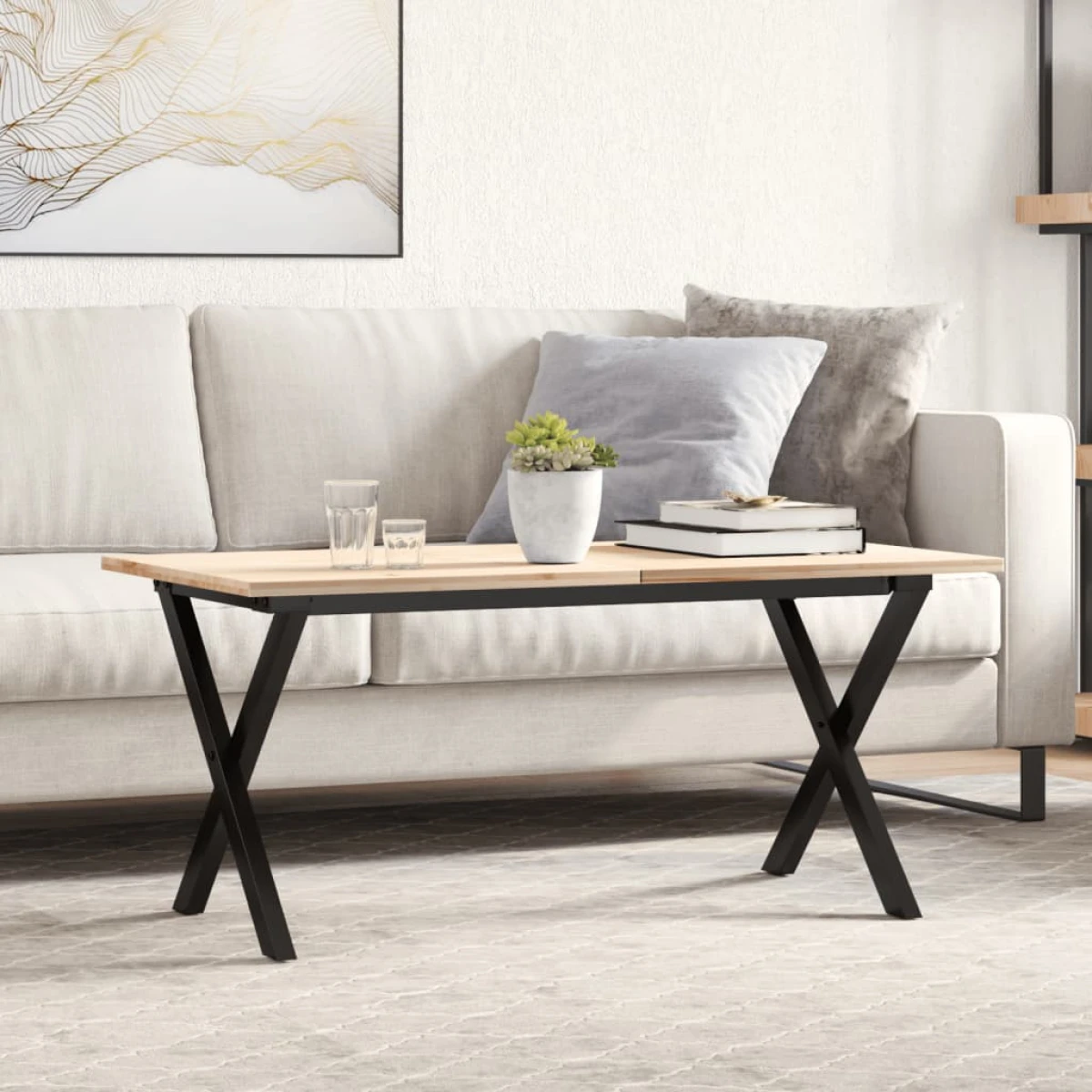 vidaXL vidaXL X-Frame Coffee Table Legs 70x30x43 cm Powder-Coated Steel for DIY Furniture - Coffee Table