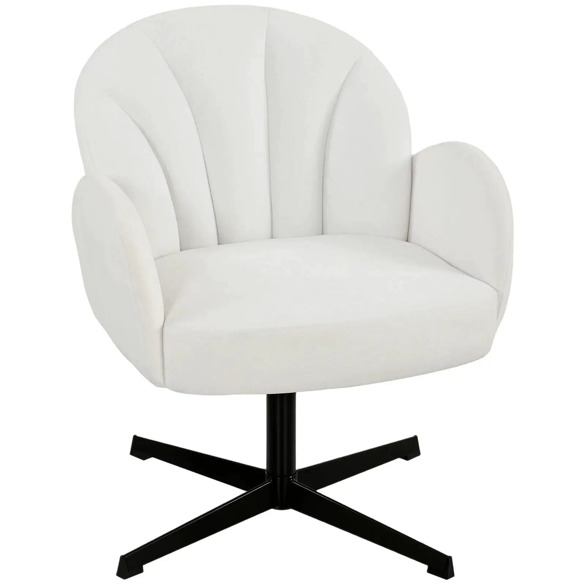 HOMCOM Swivel Accent Chair, Shell-Shaped Armchair with Spring Cushion, Metal Base, Cream White - from HOMCOM