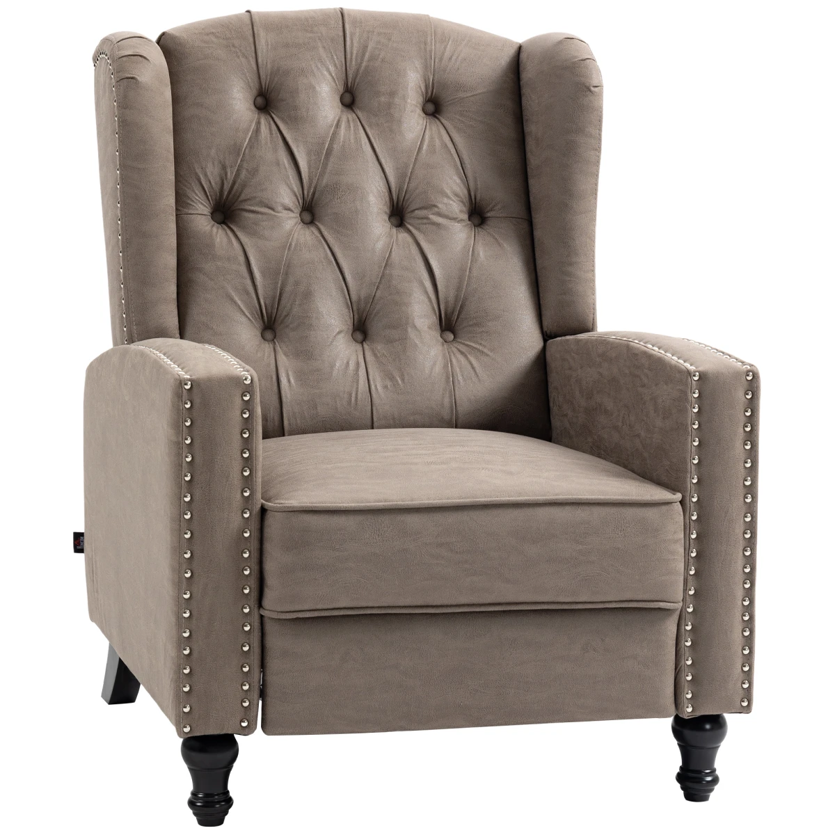 HOMCOM HOMCOM Armchair Standard Size Manual Reclining Footrest Nailhead Trim Brown Living Room - Armchair