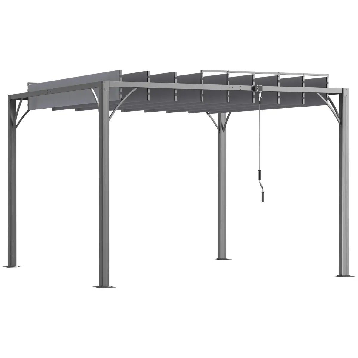Outsunny Outsunny 3 x 3(m) Outdoor Louvered Metal Pergola with Retractable Roof, Grey - Gazebos