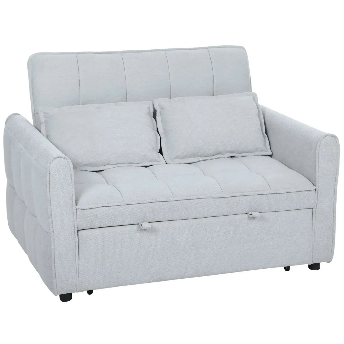 HOMCOM 2 Seater Sofa Bed, 3-in-1 Convertible Sleeper Sofa with Click-clack Adjustable Backrest and 2 Pillows, Light Grey - from HOMCOM