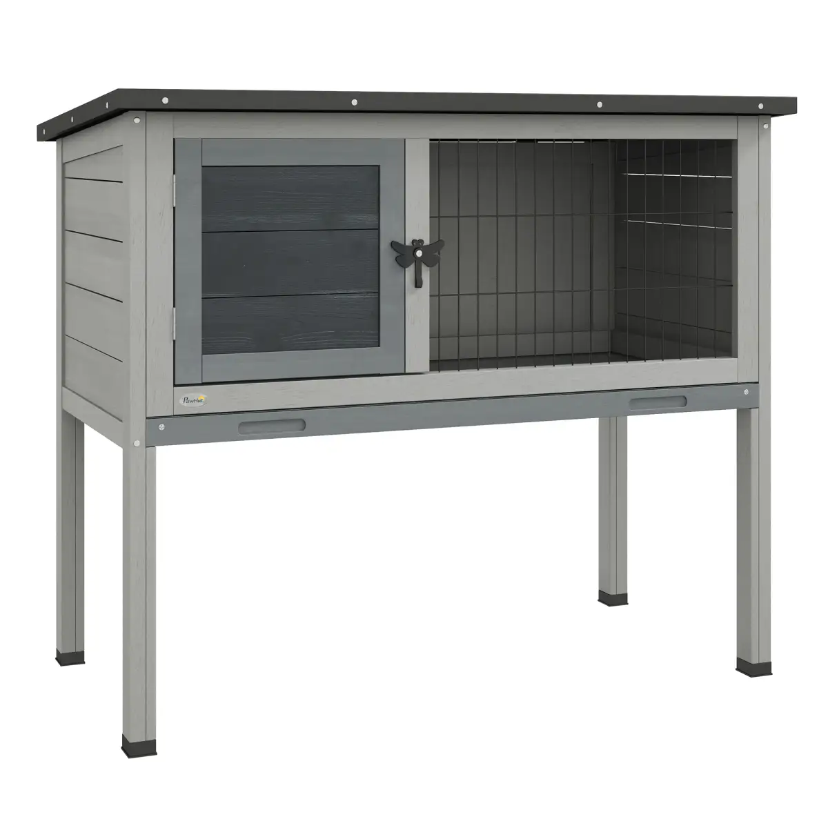 PawHut PawHut Large Elevated Indoor Outdoor Wooden Rabbit Hutch with Asphalt Roof, Tray - Rabbit Hutch