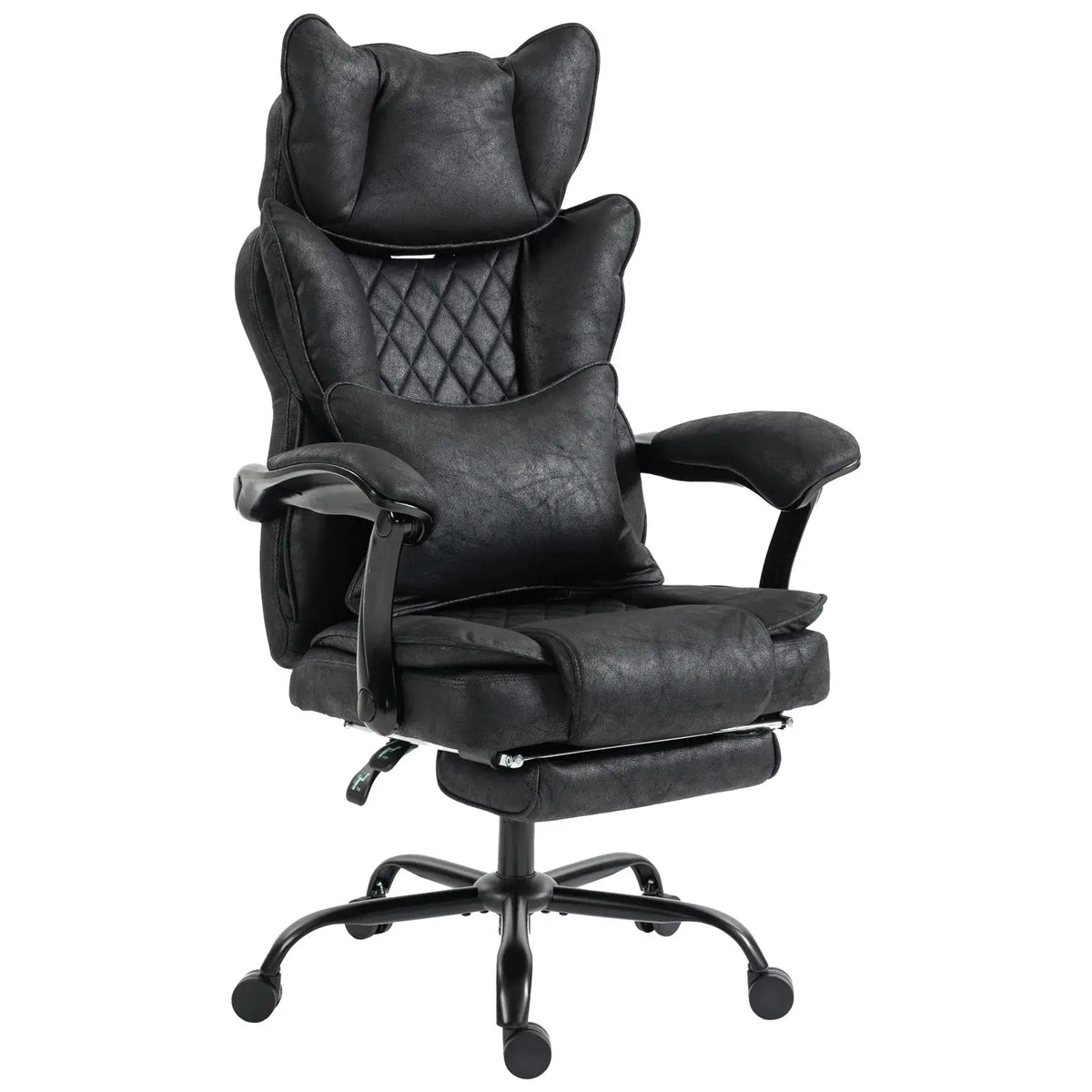 HOMCOM Executive Office Chair, Leathaire Big and Tall Office Chair 180 kg with Wide Seat, Reclining, Lumbar Support, Black - from HOMCOM