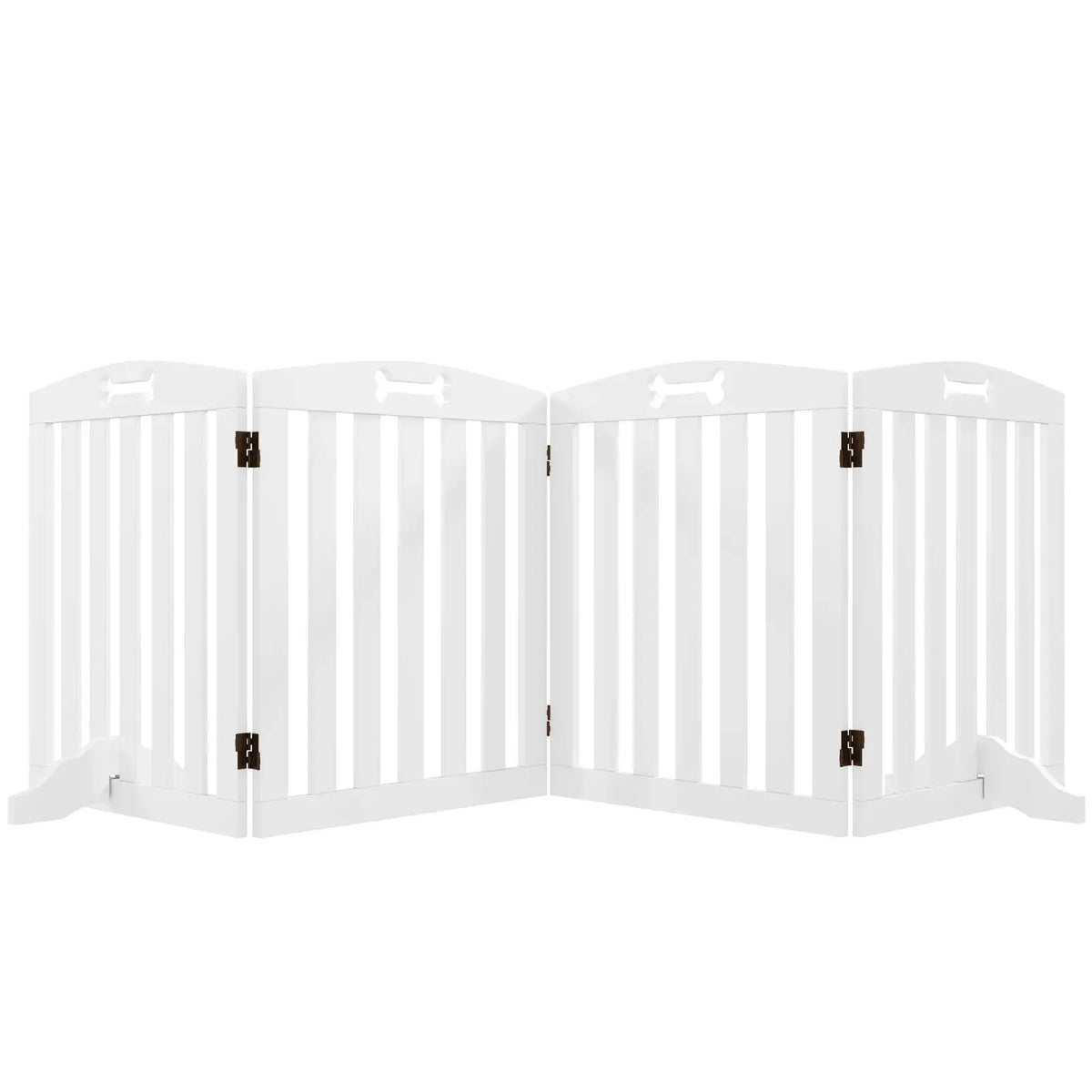 PawHut Wooden Dog Gate, Freestanding Pet Gate with Support Feet for Doorways, Hallways, Stairs, 207.5L x 61H cm, White - from PawHut