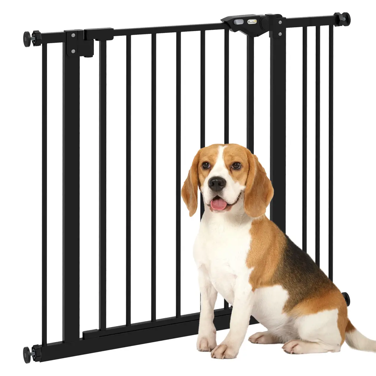 PawHut PawHut Adjustable Safety Gate w/ 1 Extensions and Four Adjustable Screws, Black - Pet Gate