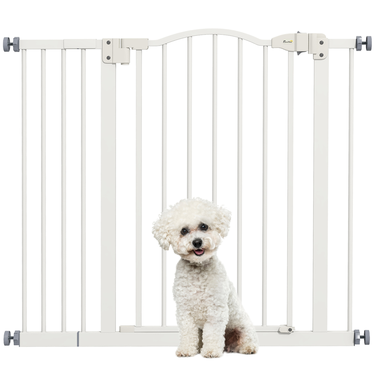 PawHut 74-94cm Adjustable Metal Pet Gate Safety Barrier w/ Auto-Close White - from PawHut