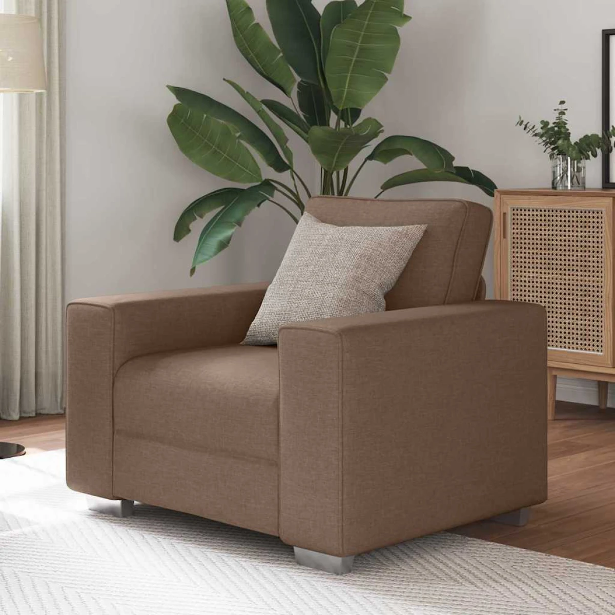 vidaXL VidaXL Sofa 100x77x82 Cm Brown Fabric Cushion Living Room - Sofa Bed