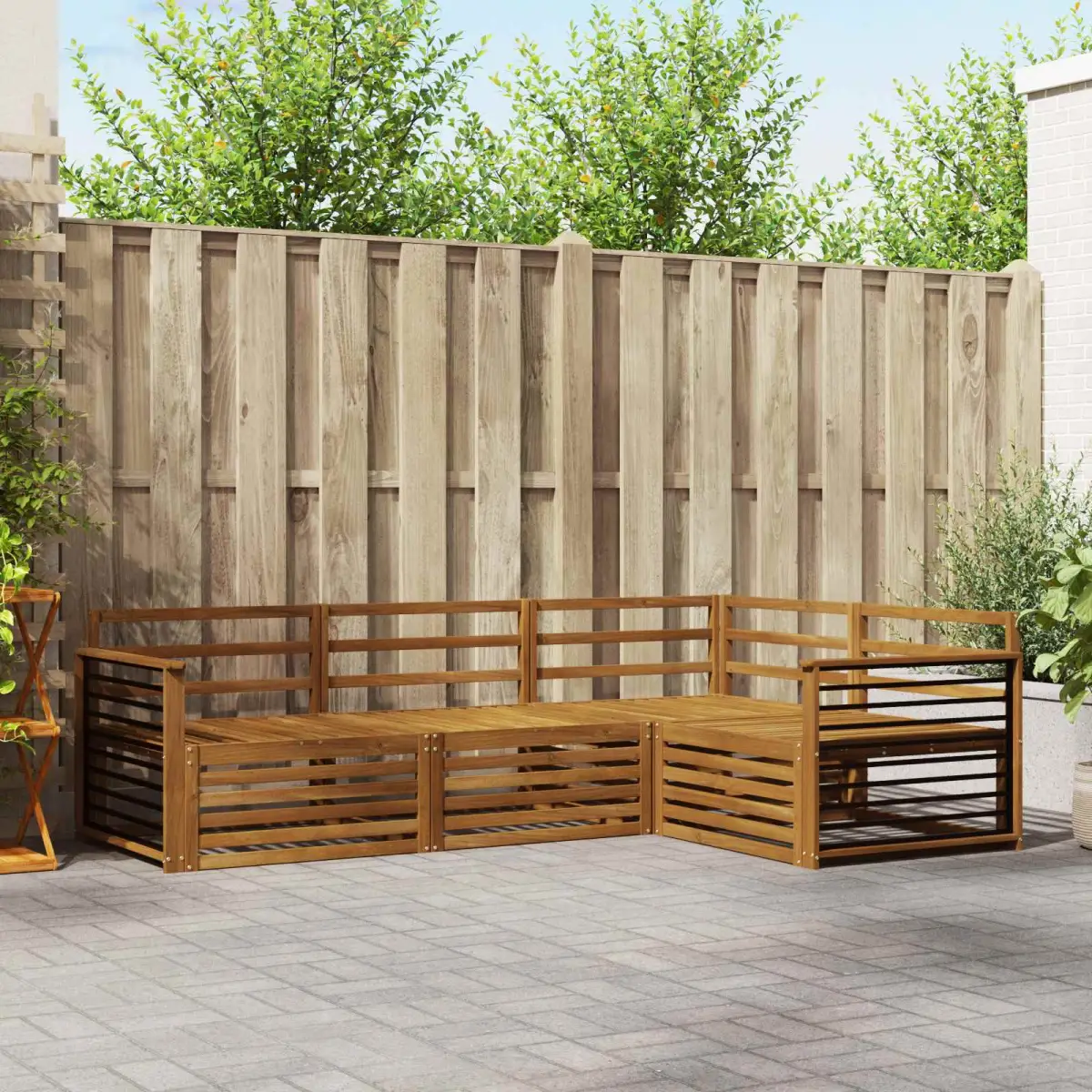 vidaXL vidaXL Outdoor Sofa Set 4 pcs Natural Solid Acacia Wood - Garden Sofa Sets