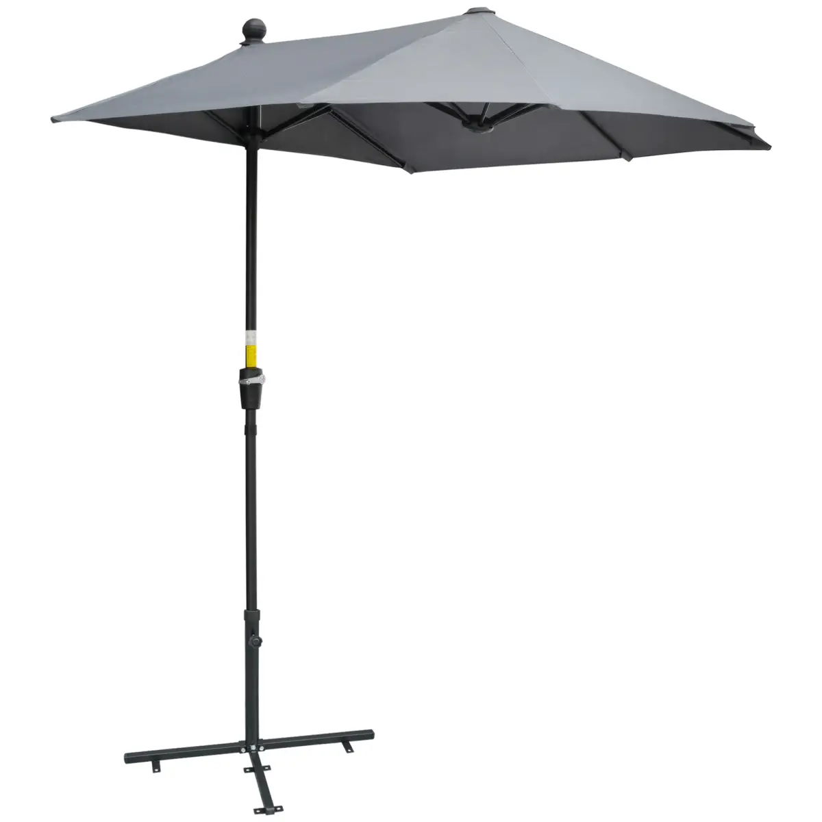 Outsunny Outsunny 2m Half Garden Parasol Market Umbrella w/ Crank Handle, Base Dark Grey - Parasol