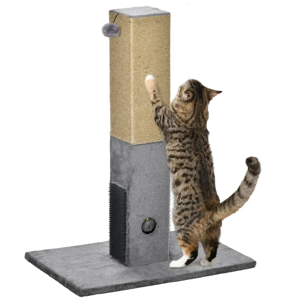 Pawhut Cat Scratching Post 79cm Scratcher Climber Cat Tree Activity Centre - Grey - Cat Tree