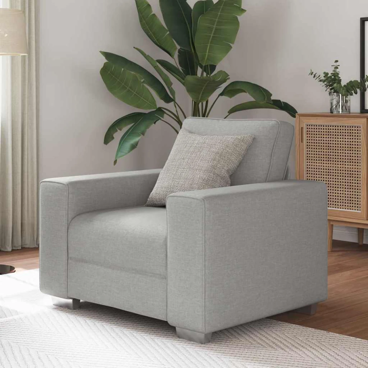 vidaXL VidaXL Sofa 100 by 77 by 82 cm Cloud Grey Fabric Living Room - Sofa