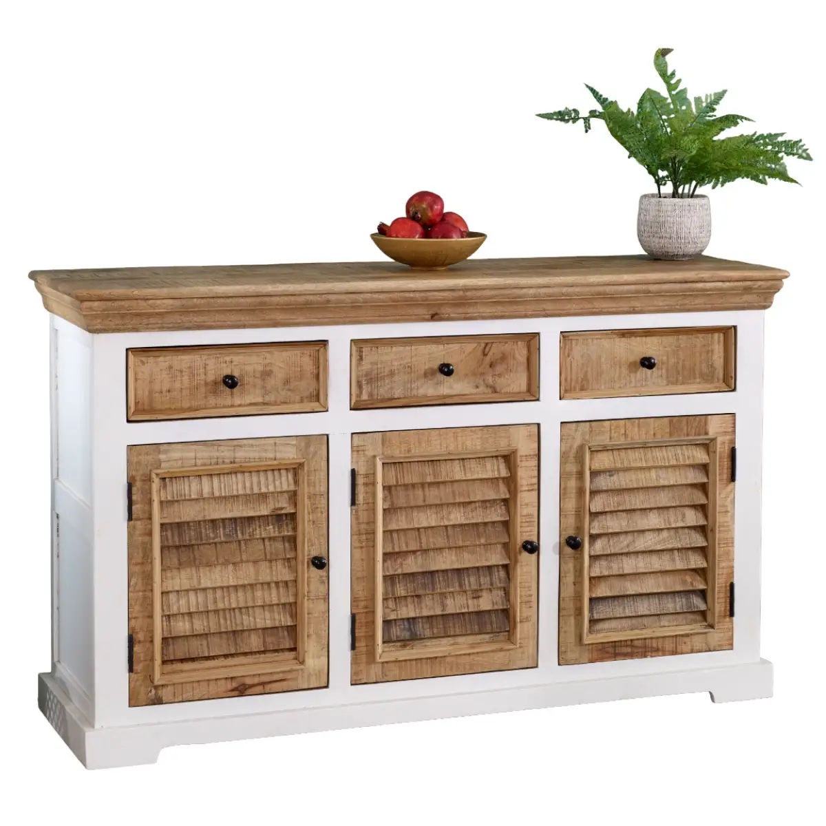 Indian Hub Alfie Wood Sideboard - 3 Drawers & 3 Doors - Sideboard