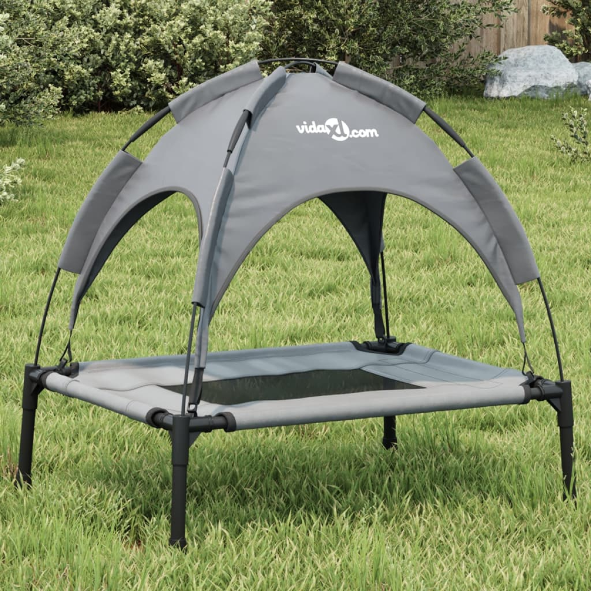 vidaXL Dog Bed with Canopy Anthracite Oxford Fabric and Steel - from vidaXL