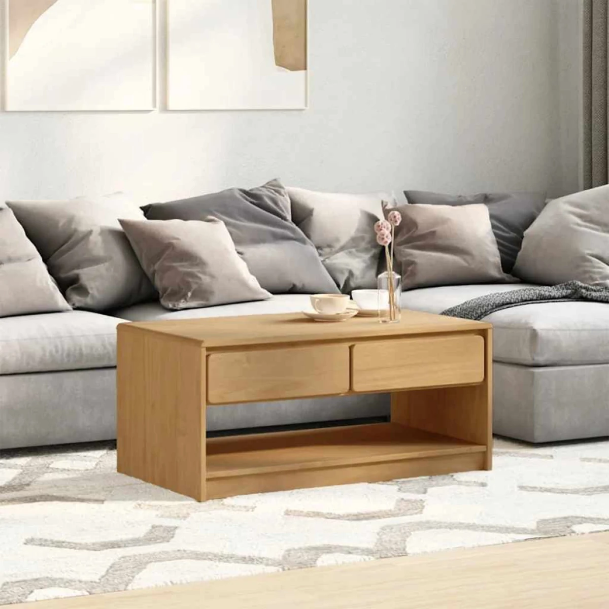 VidaXL Coffee Table 99x55x45 Solid Pine Home by vidaXL