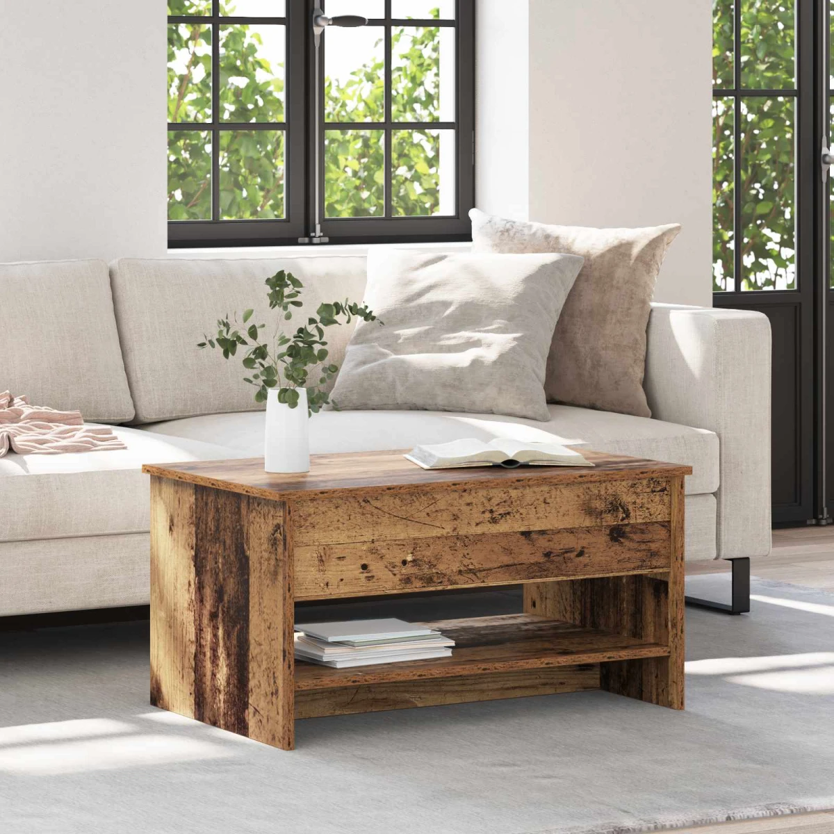vidaXL VidaXL Coffee Table Old Wood With Rustic Finish 80x50.5x41.5 cm Engineered Wood Living Room Centerpiece - Coffee Table
