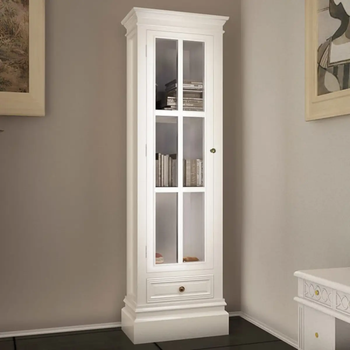 vidaXL vidaXL Chic Bookcase Cabinet with 3 Shelves White Wooden - Bookcase