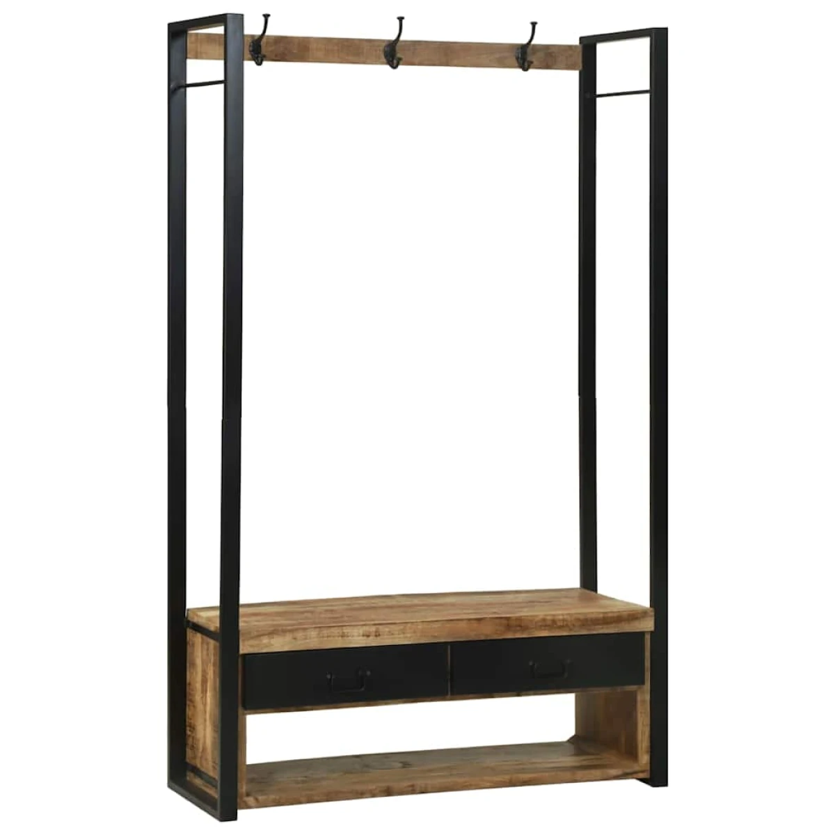 VidaXL Clothes Rack 110 x 40 x 185 cm Solid Mango Wood Industrial with Drawers and Hooks by vidaXL