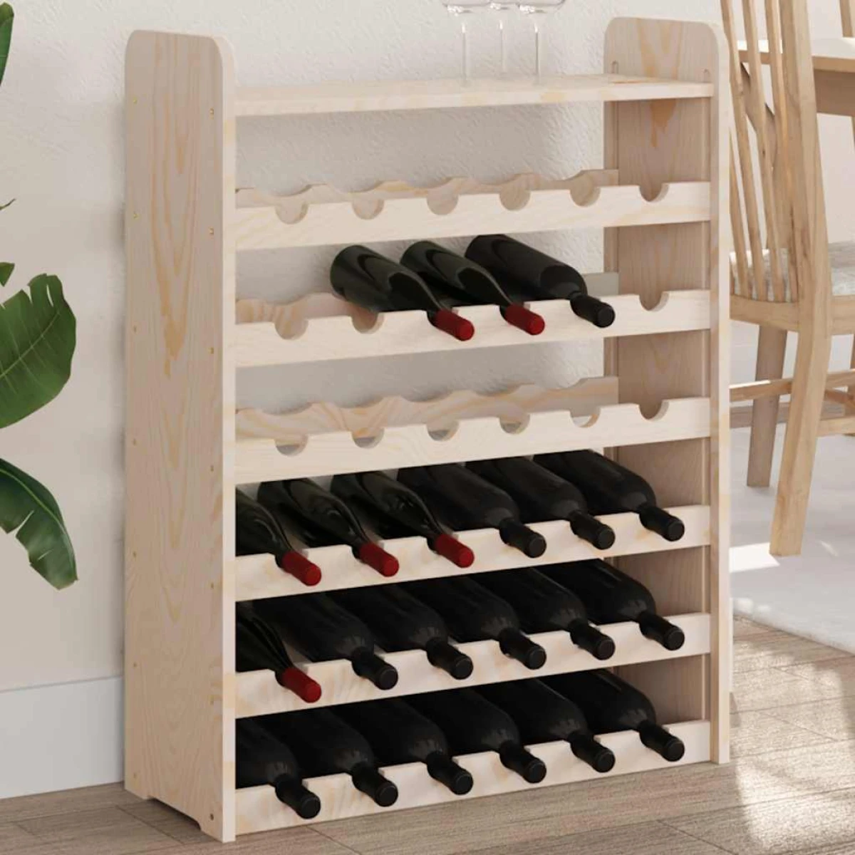 vidaXL vidaXL Wine Rack with Top Board 67.5x25x87 cm Solid Wood Pine - Wine Rack